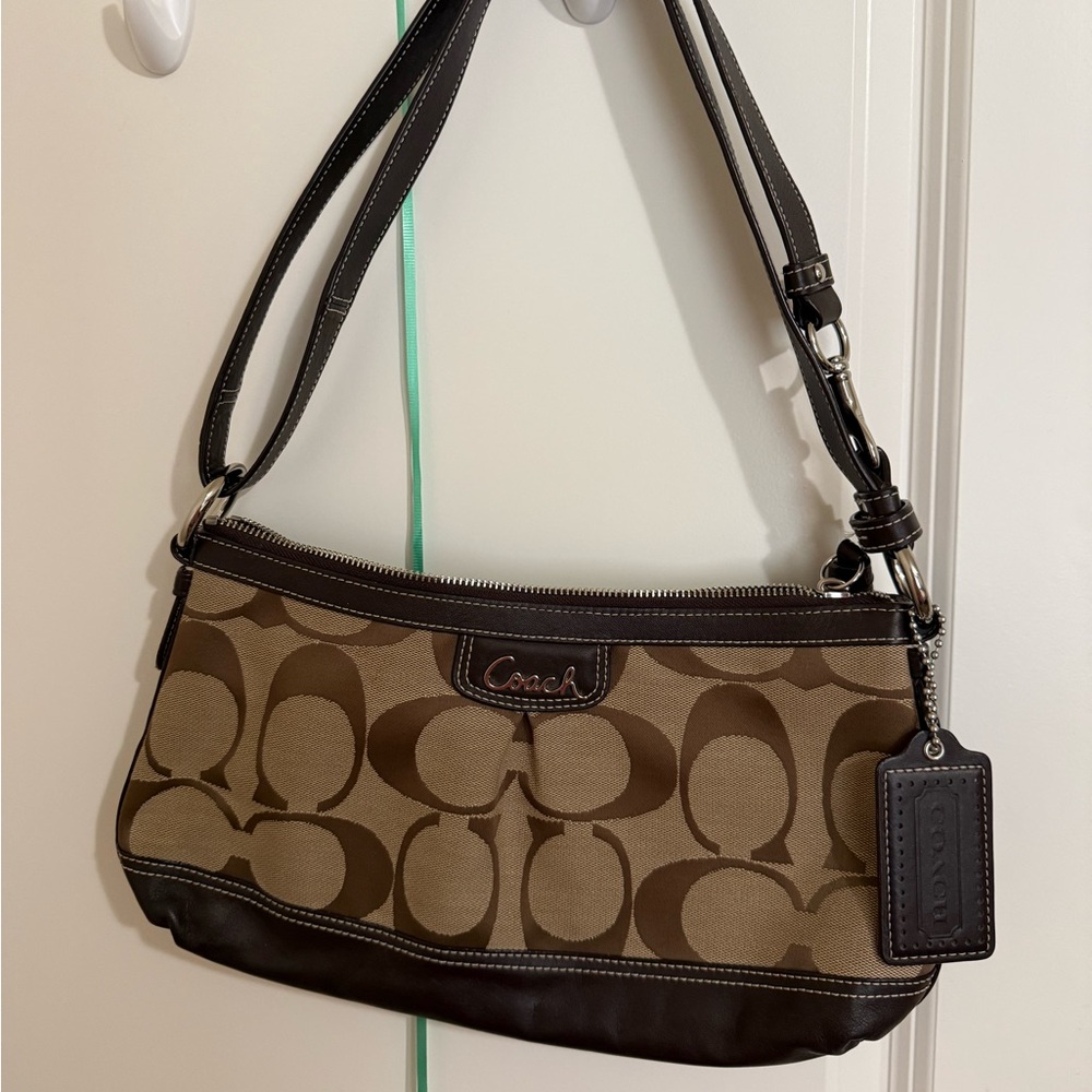 Coach Park Signature Khaki Brown EW Duffle Purse